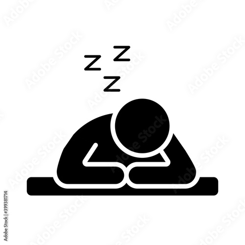 person sleeping with z letters silhouette style icon