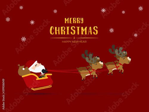 santa claus and reindeers chariot christmas greetings