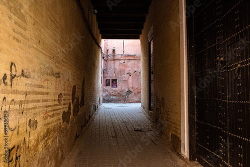 Marrakesh  Morroco  Africa - April 30  2019  Empty souks in Medina
