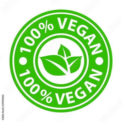 vegan stamp, hundred percent, vector illustration
