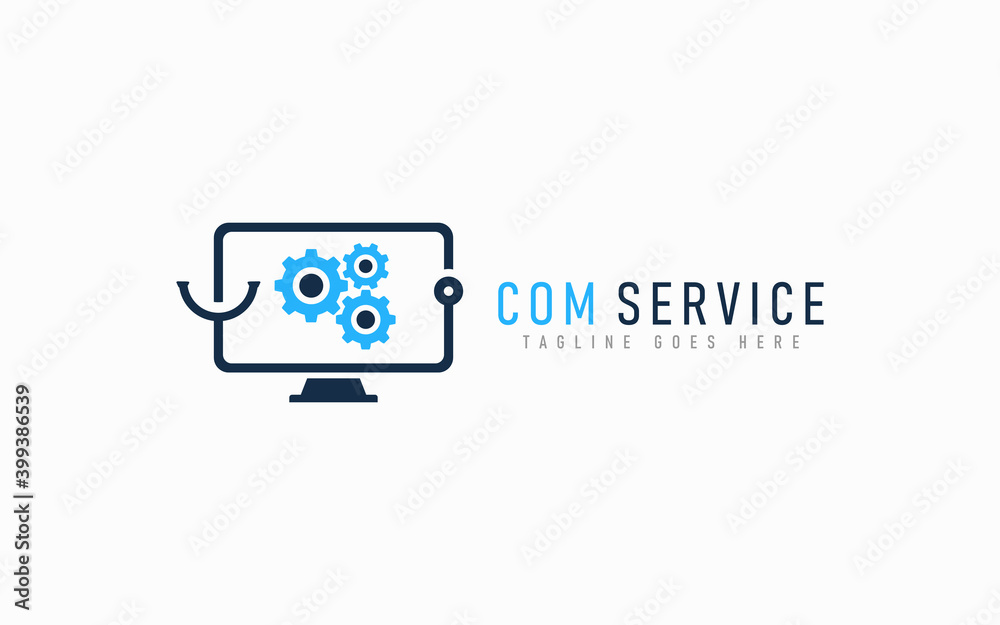 Computer Service Logo Design. Usable For Business, Community, Industrial, Security, Tech, Services Company. Vector Logo Design Illustration. Computer Service Logo Design. Usable For Business, Community, Industrial, Security, Tech, Services Company. Vector Logo Design Illustration.