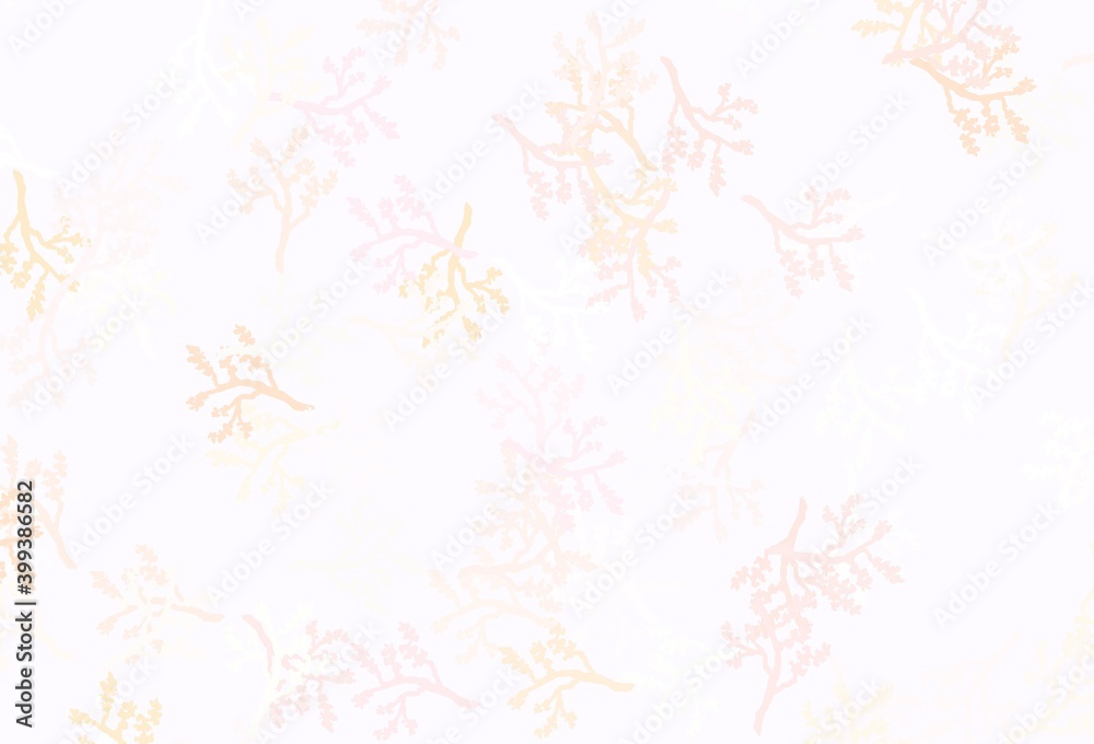 Light Red, Yellow vector doodle pattern with branches.