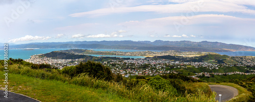 Fototapeta Naklejka Na Ścianę i Meble -  Panorama of Wellington from the Wind Turbine in New Zealand