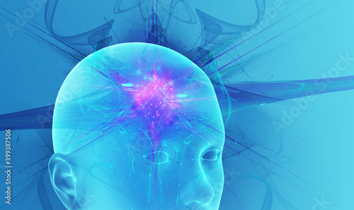 concept of soul or consciousness, knowing yourself, overmind, colored human model, 3d render