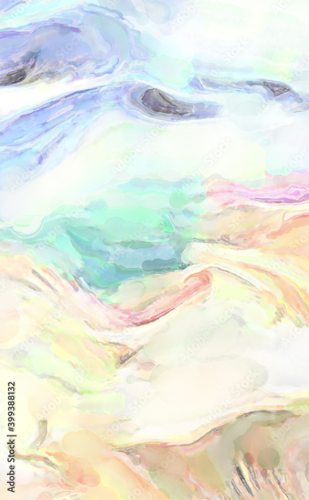 Fototapeta premium Contemporary art. Hand made painting. Modern artwork. Painting with brushstrokes of watercolor on surface. 2d illustration. Artistic background image. Abstract painting on canvas. Colorful texture.