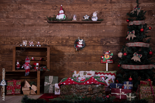 Christmas wooden decoration background