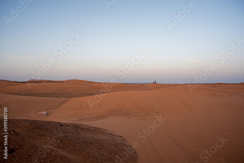 Merzouga, Erg Chebbi, Morroco, Africa - April 30, 2019: Morning in the dunes