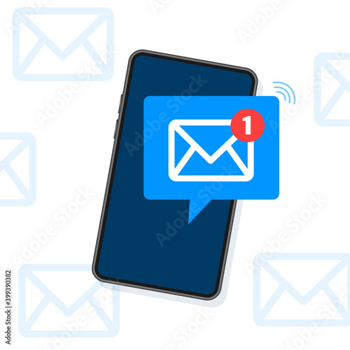 New message icon. Smartphone, mobile, laptop. New nessage in flat style. Vector illustration.