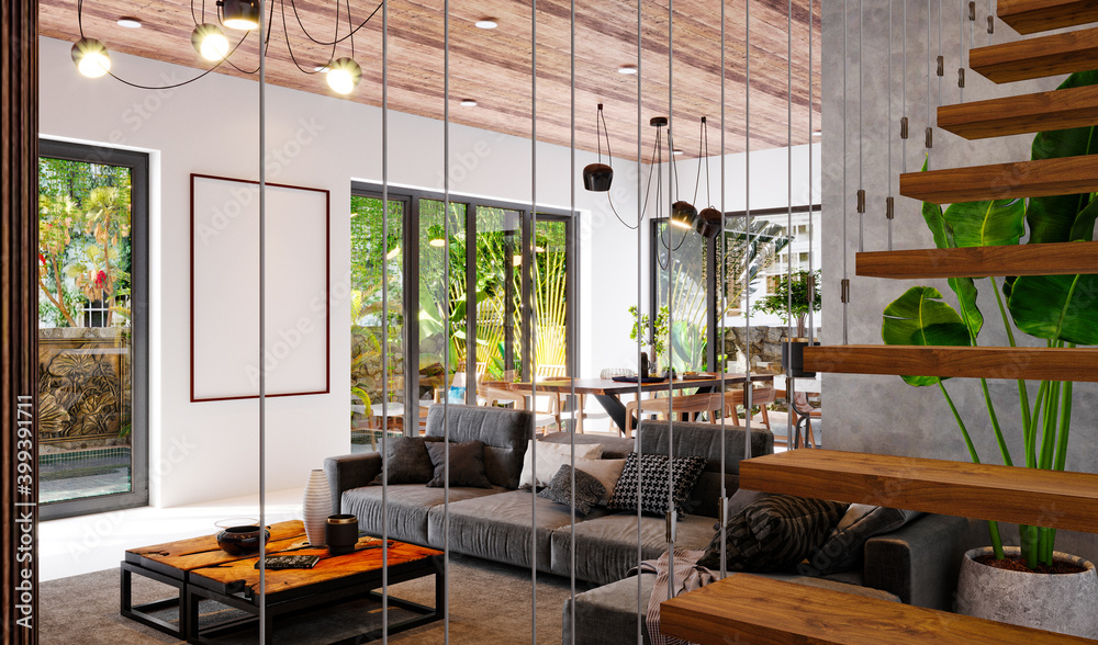 3d render of luxury house living room 3d render of luxury house living room