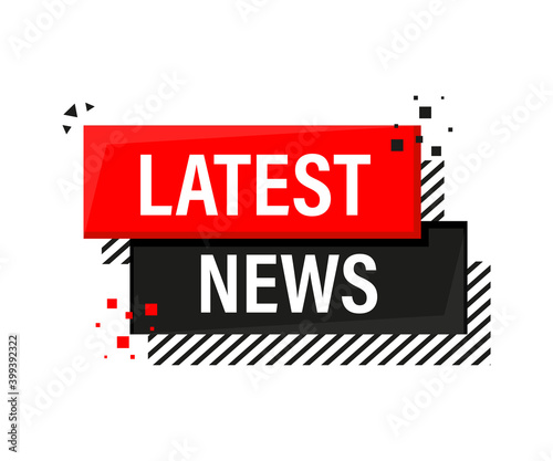 Latest news red banner in 3D style on white background. Vector illustration.