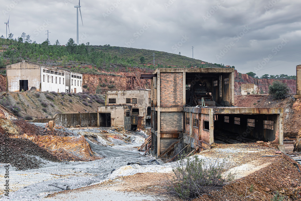 Remains of abandoned mine of copper, gold and silver in Tharsis village in Huelva, Andalusia, Spain Remains of abandoned mine of copper, gold and silver in Tharsis village in Huelva, Andalusia, Spain