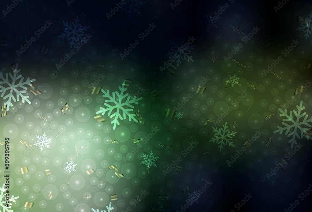 Dark Green vector backdrop in holiday style.