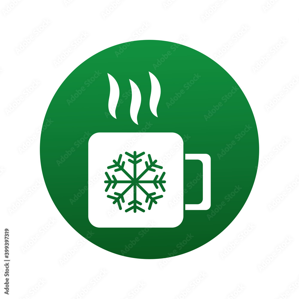 happy merry christmas cup with snowflake block style icon happy merry christmas cup with snowflake block style icon