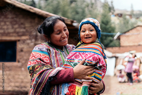 Peruvian Mom With Her Child photo