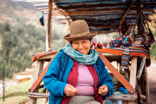 Portrait of traditional peruvian woman photo