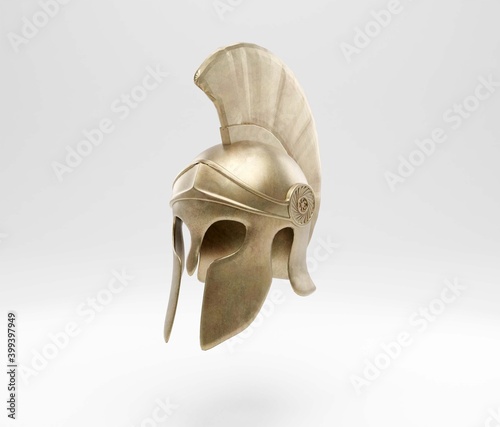 3d rendering ancient greek military warrior helmet