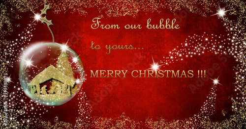 Christmas religious coronavirus time. Copy space.