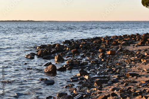 A rocky beach and the ocean