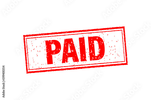 Paid for banner design. Red paid on white background. Grunge texture.