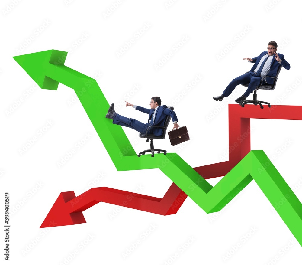 Businessman in crisis and recovery concept