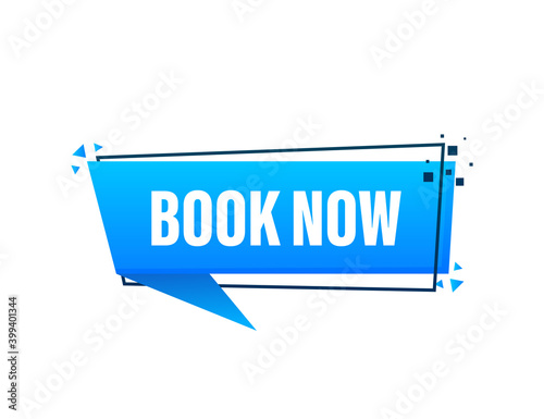 Advertising for concept design. Book now banner. Black background. Vector illustration.