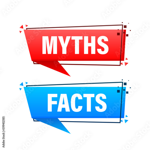 Facts and myths bubble isolated on white background. Symbol, logo illustration. Check mark icon vector design. Character for concept design.