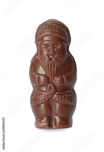 Sweet chocolate Santa Claus candy isolated on white