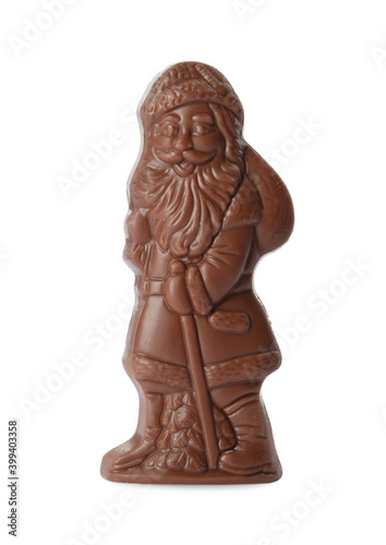 Sweet chocolate Santa Claus candy isolated on white