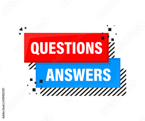 Question answer chat balloons in red and blue colors on a blue background.