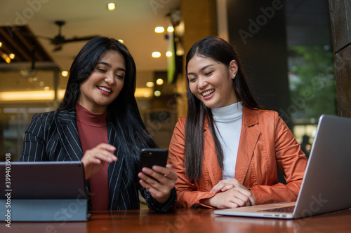 Two businesswoman in a meeting
