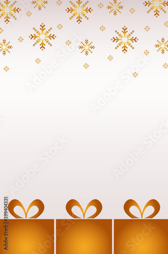 happy merry christmas golden snowflakes and gifts pattern
