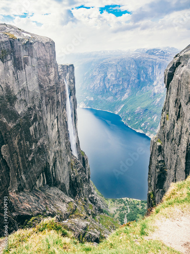 View over Lysefjord Norway photo