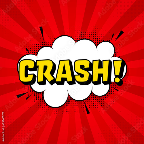 Crash in vintage style. Cartoon style vector. Pop art. Vector text. Wow effect.