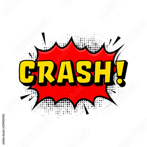 Crash in vintage style. Cartoon style vector. Pop art. Vector text. Wow effect.