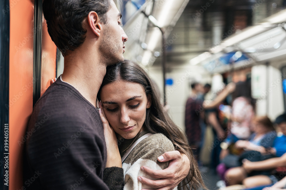 Romantic moment of a couple in the city Romantic moment of a couple in the city