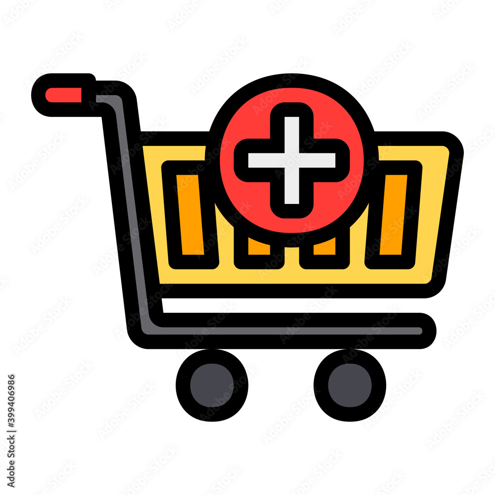 Add Shopping icon vector illustration in filled line style for any projects Add Shopping icon vector illustration in filled line style for any projects