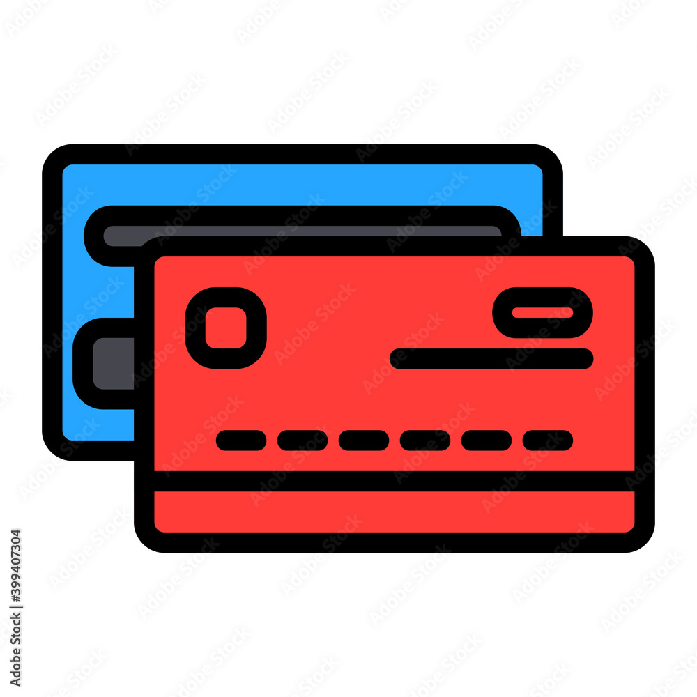 Credit Card icon vector illustration in filled line style for any projects Credit Card icon vector illustration in filled line style for any projects