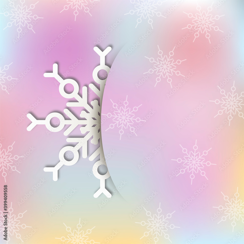 Pink winter background with snowflakes. Place for text. Great for winter sale, holiday invitation, Merry Christmas and Happy New Year. Vector illustration.