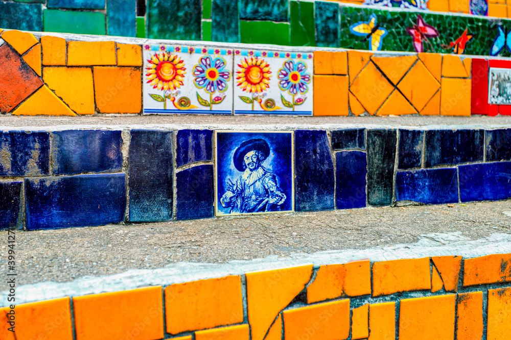 A section of Selarons Stairs (Escaleras de Selaron) in Rio de Janeiro