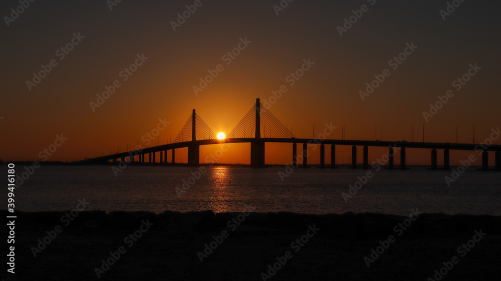 Abudhabi bridge at sunset near al hudayriat island Abudhabi bridge at sunset near al hudayriat island