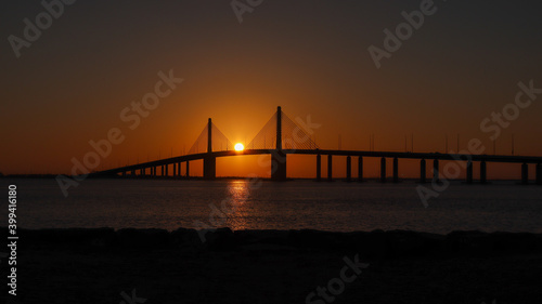 Abudhabi bridge at sunset near al hudayriat island 