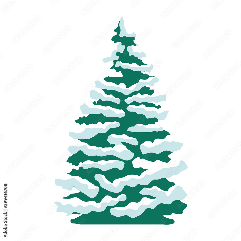 happy merry christmas pine tree with snow icon happy merry christmas pine tree with snow icon