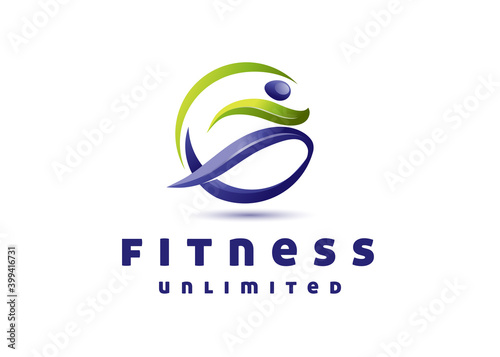 sport Health & fitness - concept business logo design. . Abstract human character symbol.