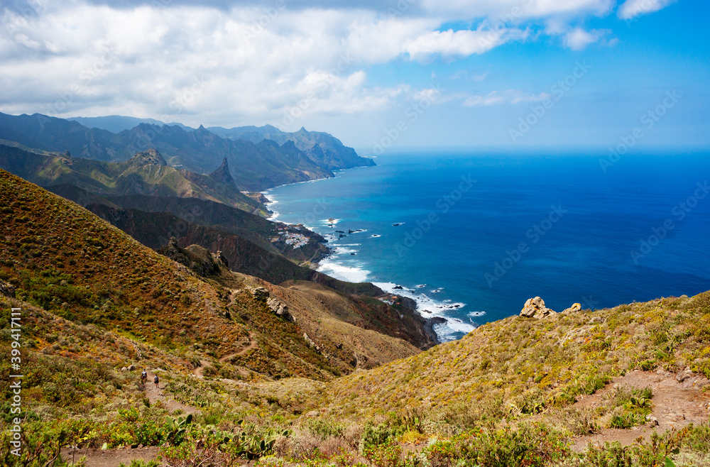 View from Macizo de Anaga range stretching along coast of Tenerife island View from Macizo de Anaga range stretching along coast of Tenerife island