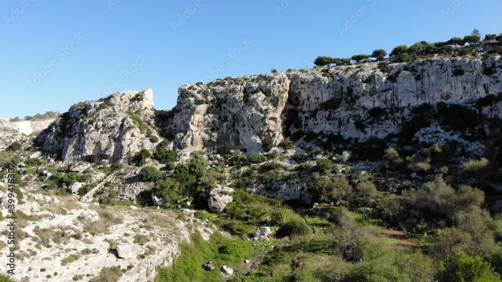 Drone View of Malta Nature Green Valley with Cliffs Drone View of Malta Nature Green Valley with Cliffs