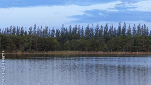 Beautiful scene of sky with clouds over lake . Beautiful natural landscape