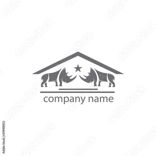 rhino logo illustration construction home abstract symbol company vector design