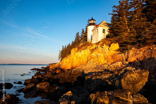 Scenic view of Bass Harbor lighthouse in Maine, Acadia photo