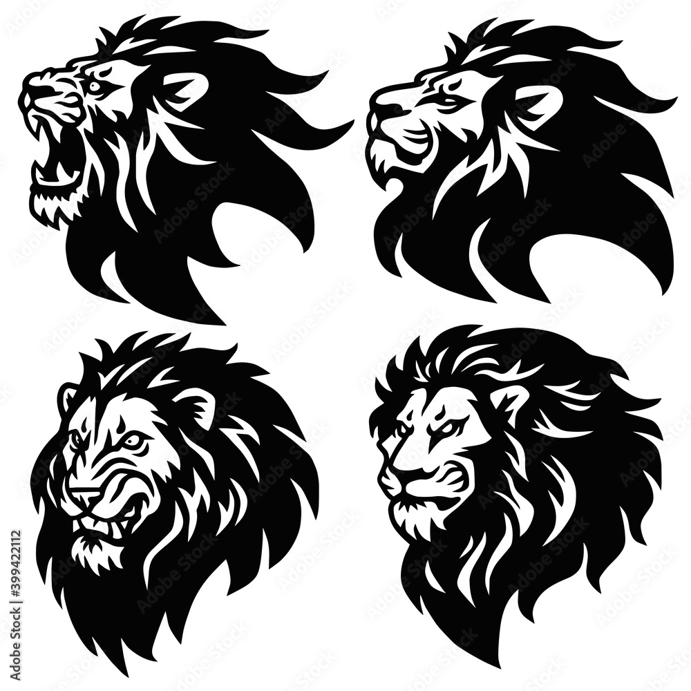 Lion Logo Set. Premium Mascot Design Collection. Vector Illustration