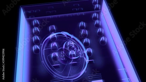 seamless vj musical motion loop - neon symbols. 3D render